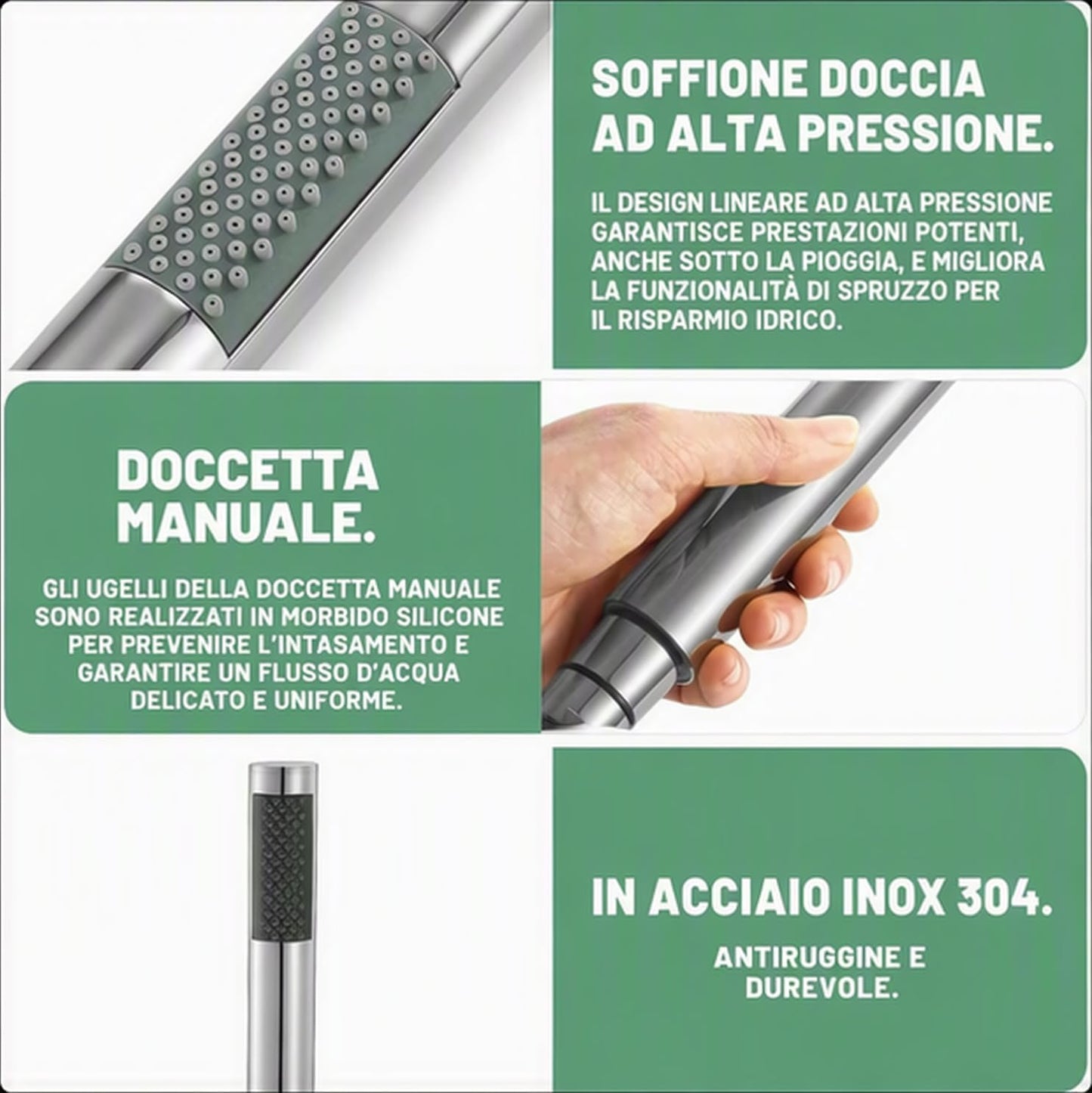 Transform Your Shower Experience with the Portable High-Pressure Stainless Steel Shower Head - Sleek Silver Design with 66 Water Outlets and Anti-Scale Features