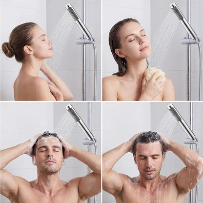 Transform Your Shower Experience with the Portable High-Pressure Stainless Steel Shower Head - Sleek Silver Design with 66 Water Outlets and Anti-Scale Features